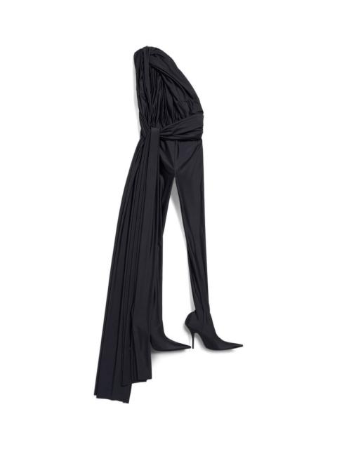 Women's Draped Pantabodysuit in Black