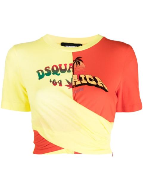 DSQUARED2 logo-print crop top