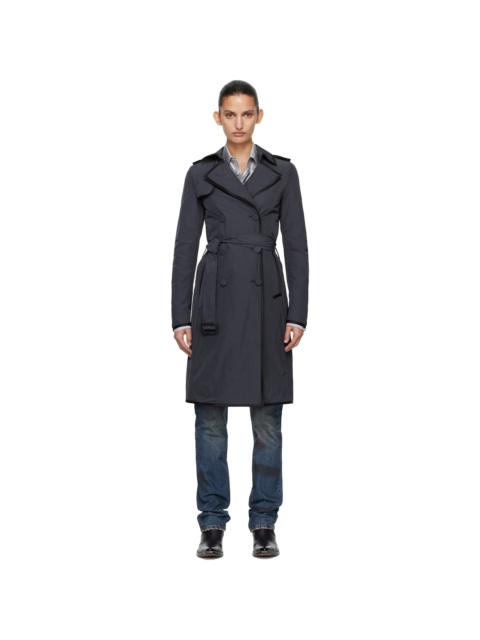 AARON ESH Navy Nylon Trench Coat