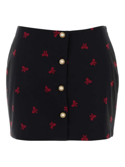 Alessandra Rich bow-print button skirt
