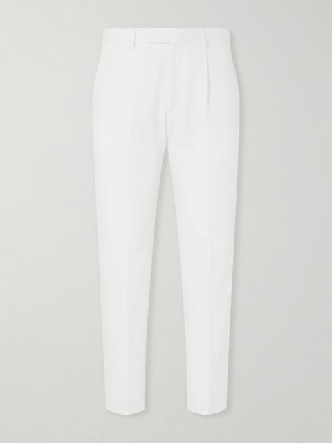 ZEGNA Pleated Cotton and Linen-Blend Trousers