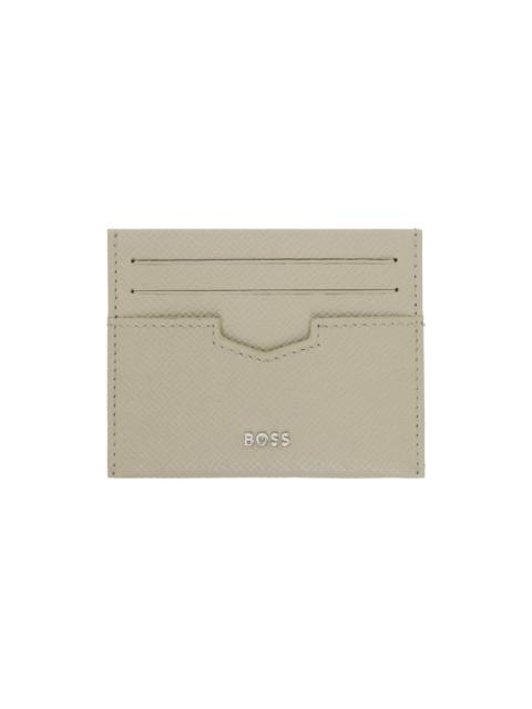 BOSS Beige Embossed Leather Card Holder