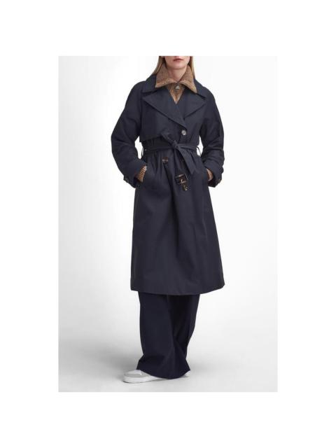 Barbour Belted Water Resistant Trench Coat in Black/Muted Cabernet Tartan at Nordstrom