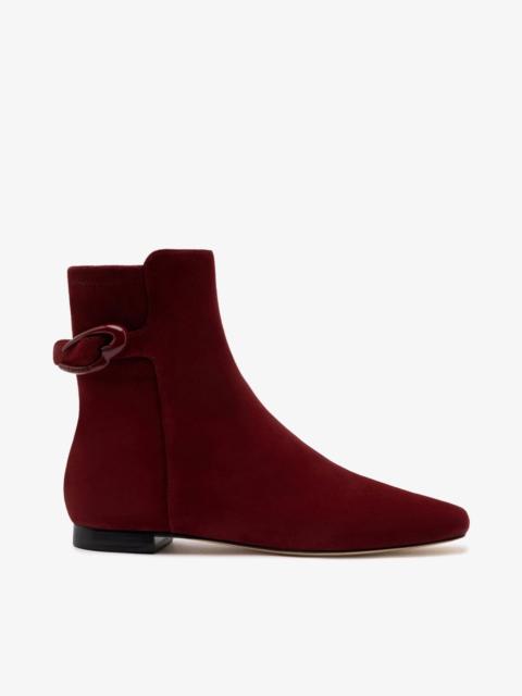 Larroudé Alexis Verona Flat Boot In Burgundy Suede