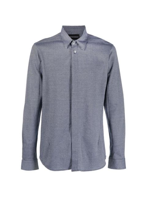 micro-pattern long-sleeve shirt