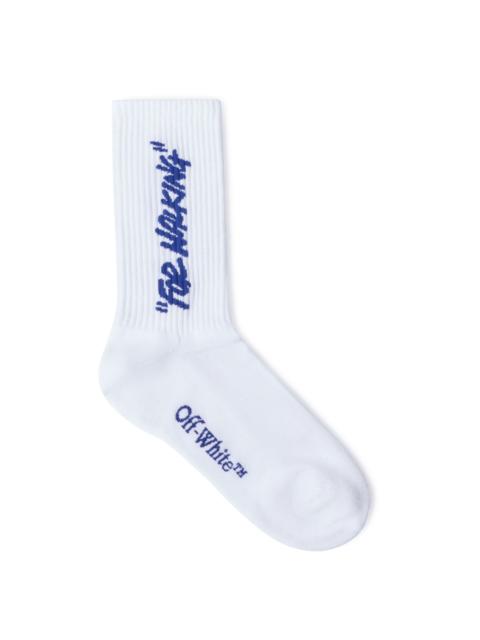 Off-White White Quote Mid Calf Socks