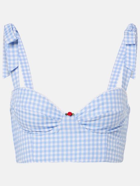 BANANHOT Alba gingham cotton poplin crop top