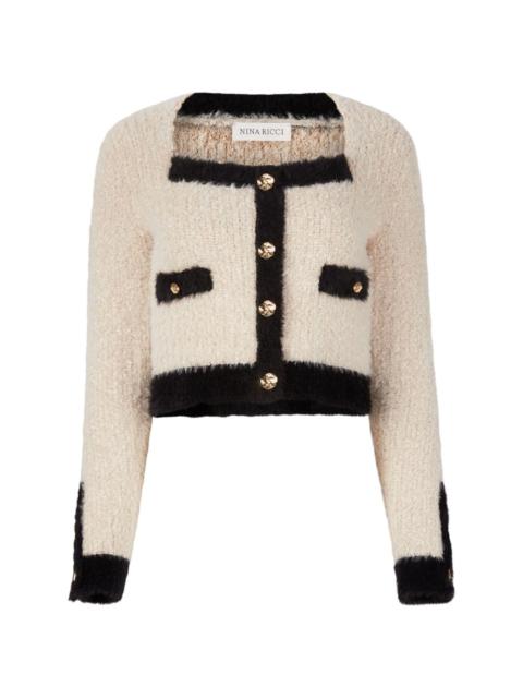 NINA RICCI square neck tweed cardigan