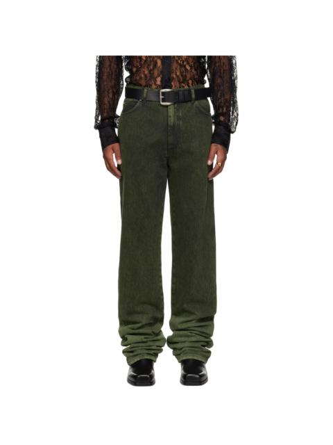 LU'U DAN Green Stacked Straight Leg Jeans