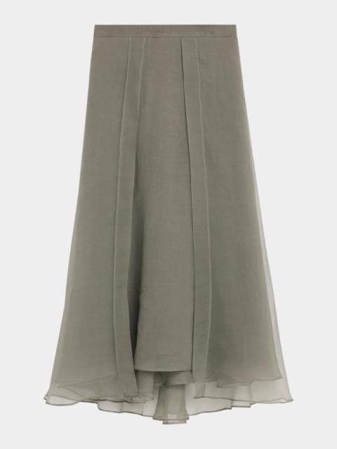 Brunello Cucinelli Layered Crispy Silk Maxi Circle Skirt