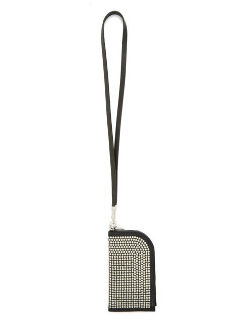 Rick Owens Crystal-Embellished Leather Wallet with Strap