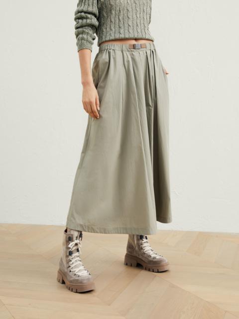 Brunello Cucinelli Lightweight poplin full skirt with shimmer buckle