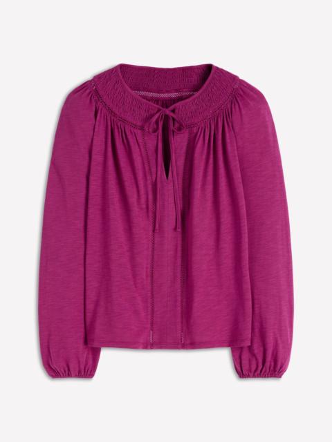 BODEN Georgia Smocked Jersey Top-Rich Magenta