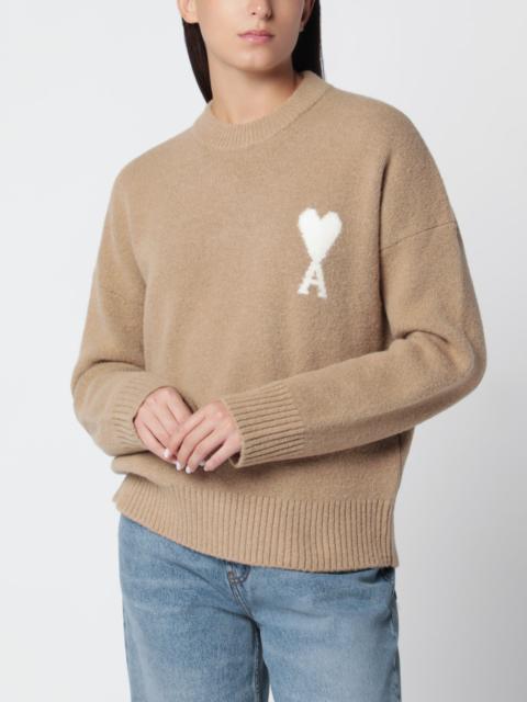 AMI Paris Beige Ami de Coeur sweater in wool blend