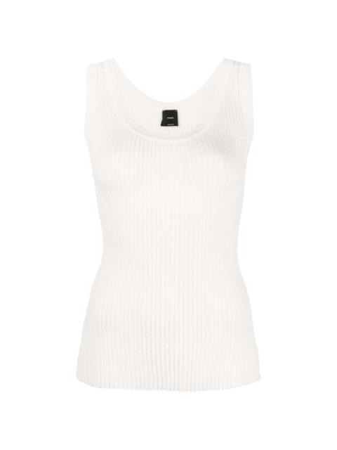 round-neck ribbed-knit top