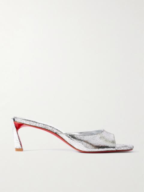 Christian Louboutin Condora 55 Metallic Cracked-leather Mules