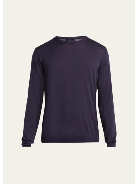 GIORGIO ARMANI Men's Silk and Cotton Crewneck Sweater