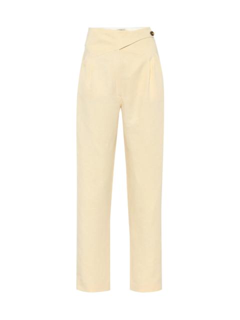 BLAZÉ MILANO Basque linen and silk high-rise pants