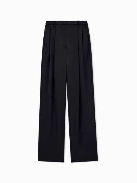 EMPORIO ARMANI TROUSERS IN TECHNO TWILL WITH WIDE LEG PLEATS AND BELT LOOPS