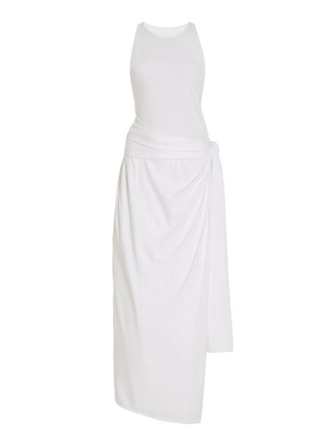 Another Tomorrow Cotton-Blend Maxi Wrap Dress white