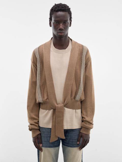 Kapital Beige Knit Striped Tied Cardigan