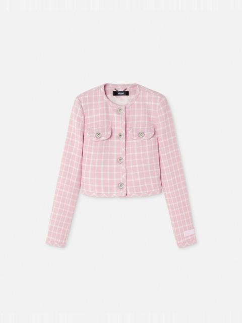 ジャケット VERSACE Embroidered tweed blazer (10135251A10442 2PL40) Tweed Cardigan Jacket White,Gold | VERSACE US