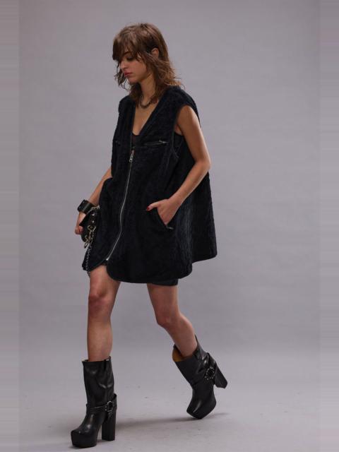 R13 ZIPPERED FUR VEST - BLACK
