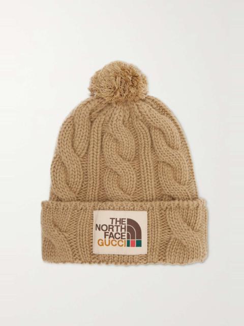 GUCCI + The North Face appliquéd cable-knit wool beanie