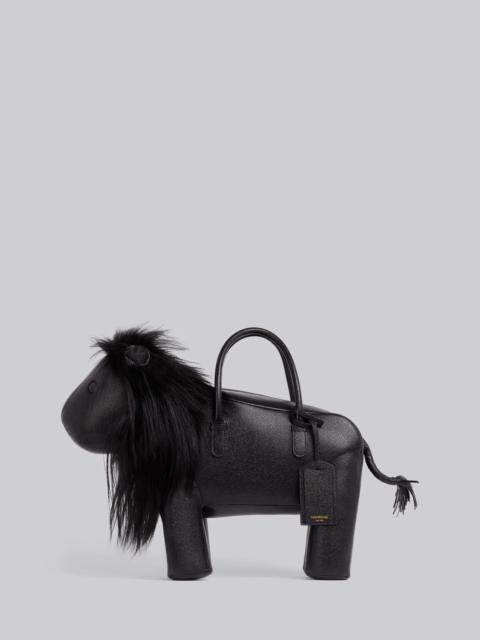 Thom Browne Black Pebbled Calfskin Lion Bag
