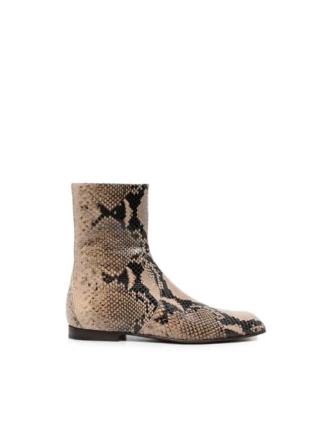 KHAITE snake-effect ankle boots
