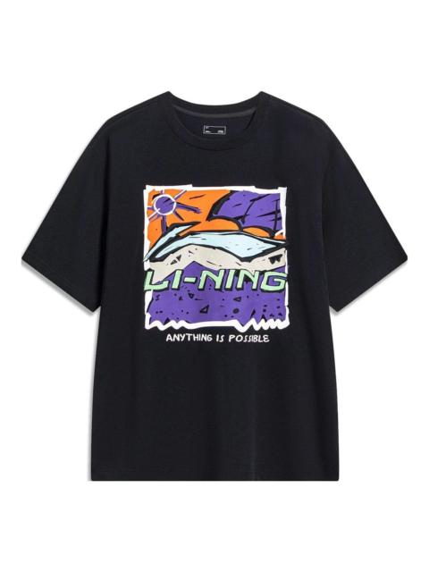 Li-Ning Li-Ning Anything Is Possible Cartoon Graphic T-shirt 'Black' AHST543-2