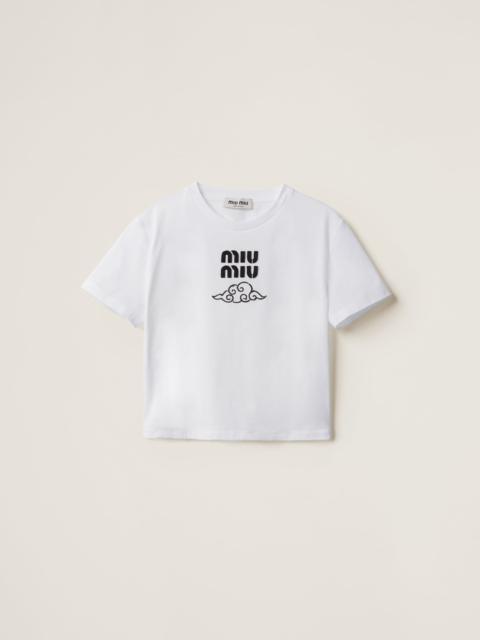 Miu Miu Embroidered cotton T-shirt