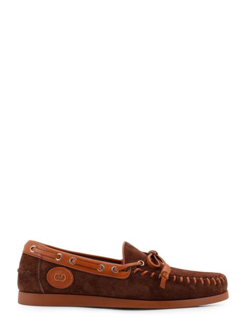 Valentino Palm Avenue Leather And Suede Boat Shoe
