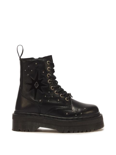 Dr. Martens Jadon Whimsy Goth 8 Eye Leather & Velvet Lace Up Platform Boots