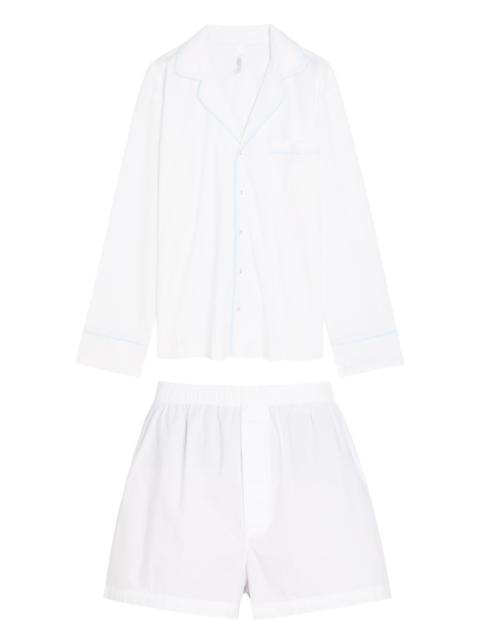 SKIMS Skims Logo-embroidered Stretch-cotton Poplin Pyjama set