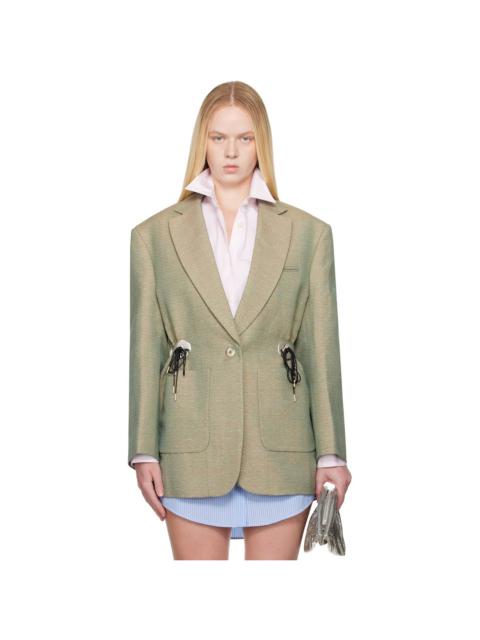rabanne Green Mottled Wool Blazer