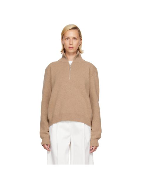 RÓHE Beige Zipped Mouliné Polo