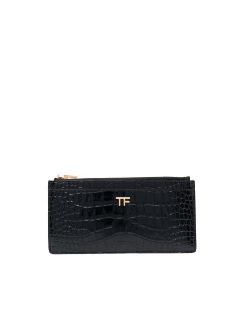 TF-stamp crocodile-embossed wallet