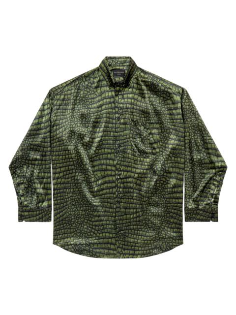 BALENCIAGA Women's Cocoon Shirt in Croc Silk Satin - Green