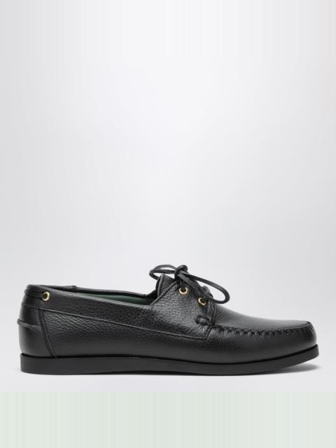 VINNY’s Black Boat Shoe In Leather
