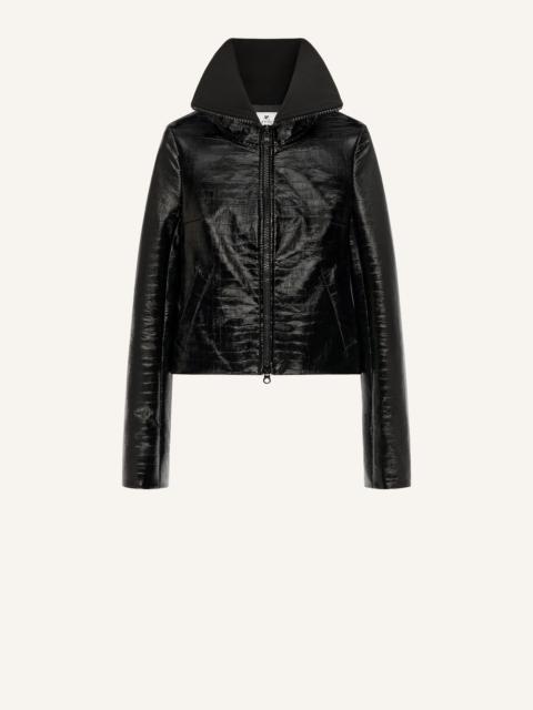 courrèges HIGH COLLAR CROC-EMBOSSED VINYL JACKET