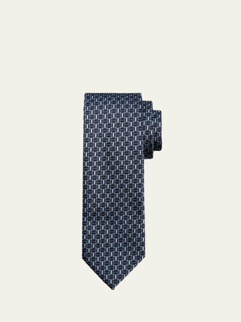 Brioni Men's Geometric Square Jacquard Silk Tie