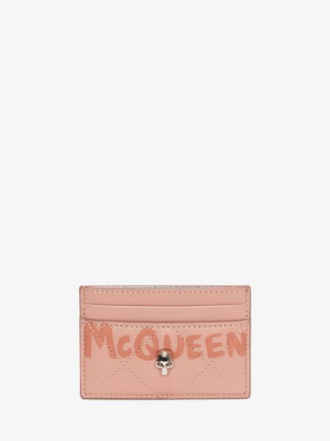 Alexander McQueen Mcqueen Graffiti Card Holder in Rose Pink