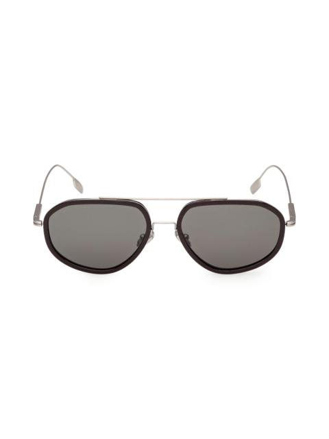 ZEGNA Men's 56MM Aviator Sunglasses - Brown Grey