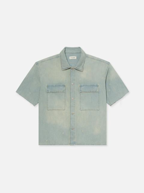 FRAME Short Sleeve Relaxed Denim Shirt in Oahu