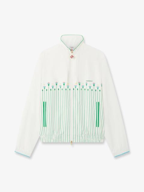 CASABLANCA White & Green Floral Striped Sporty Windbreaker Jacket | Casablanca Paris