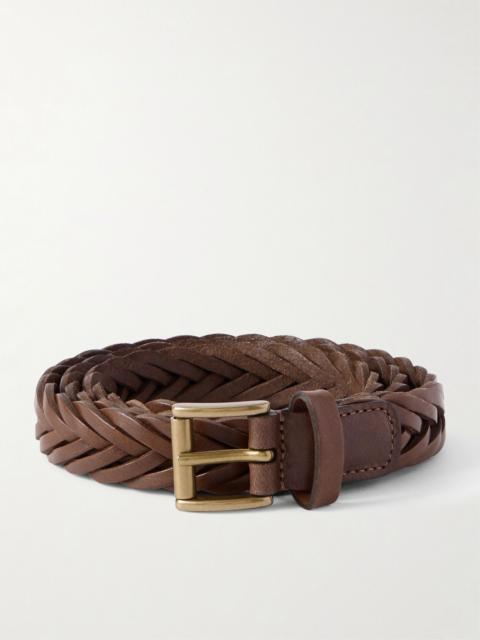 Anderson's 2.5cm Woven Leather Belt Brown