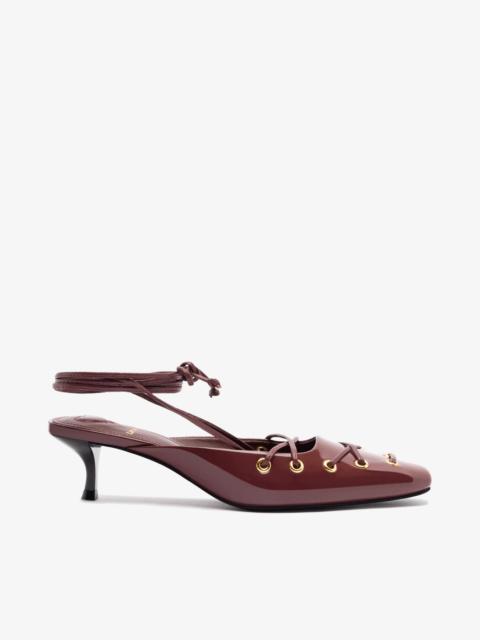 Larroudé Amal Lace Up Pump In Burgundy Leather