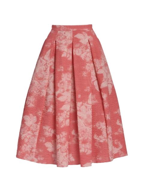 Erdem pleated floral-print midi skirt