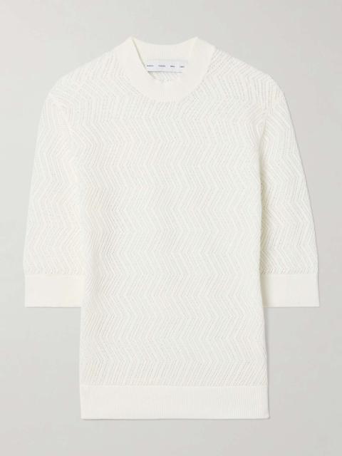 Nicola pointelle-knit cotton-blend sweater